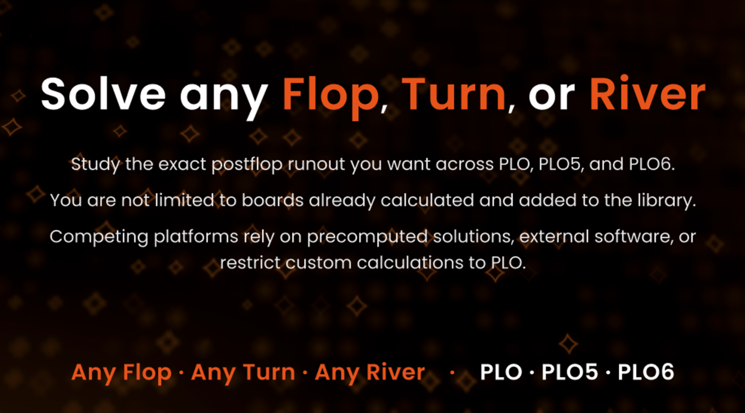 PLO Genius solve any flop turn or river across PLO PLO5 and PLO6