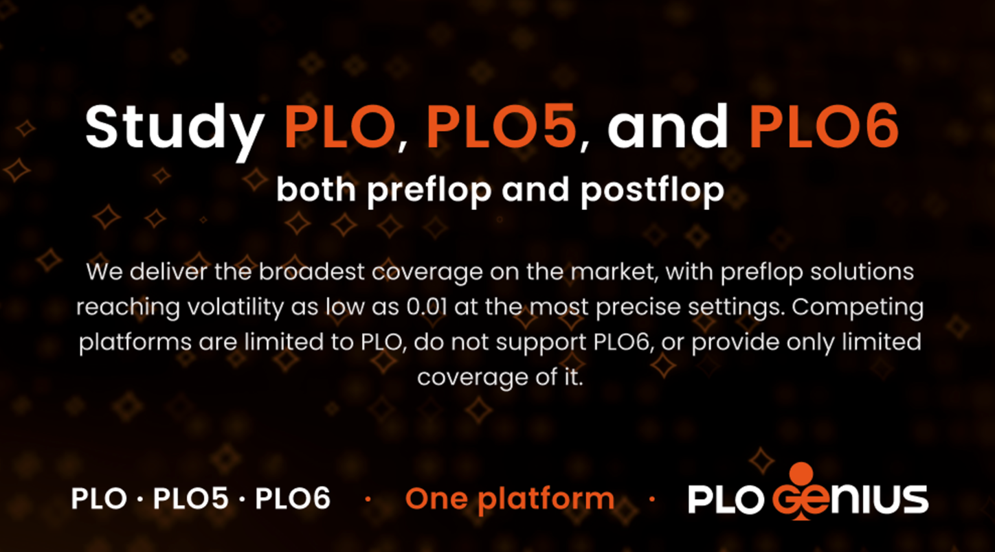 PLO Genius supports PLO PLO5 and PLO6 preflop and postflop