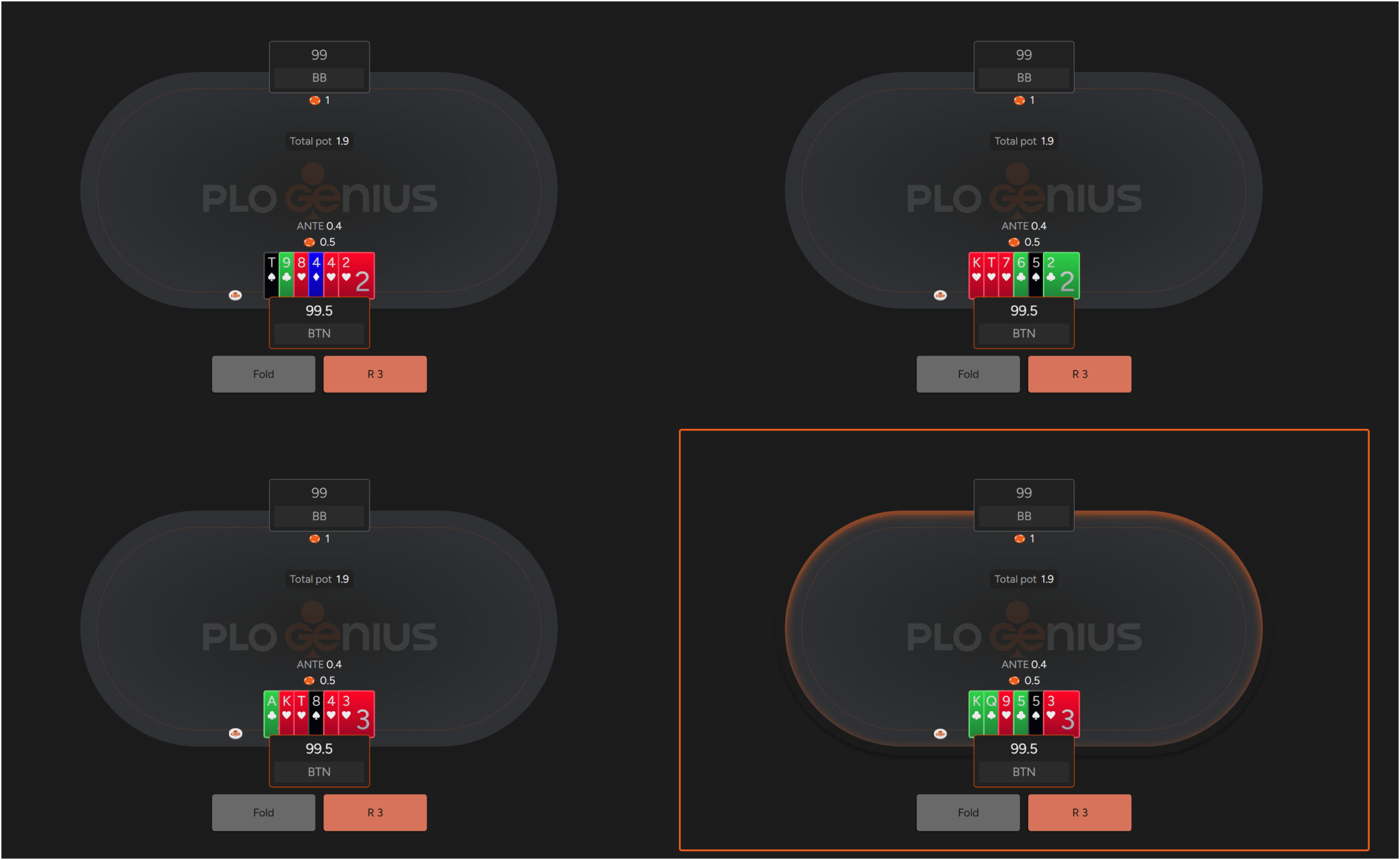 PLO Genius trainer for practising Omaha solver decisions