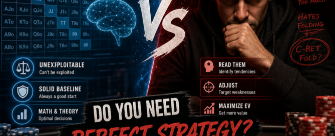Comparison of GTO and exploitative poker strategies, showing how each can help win hands