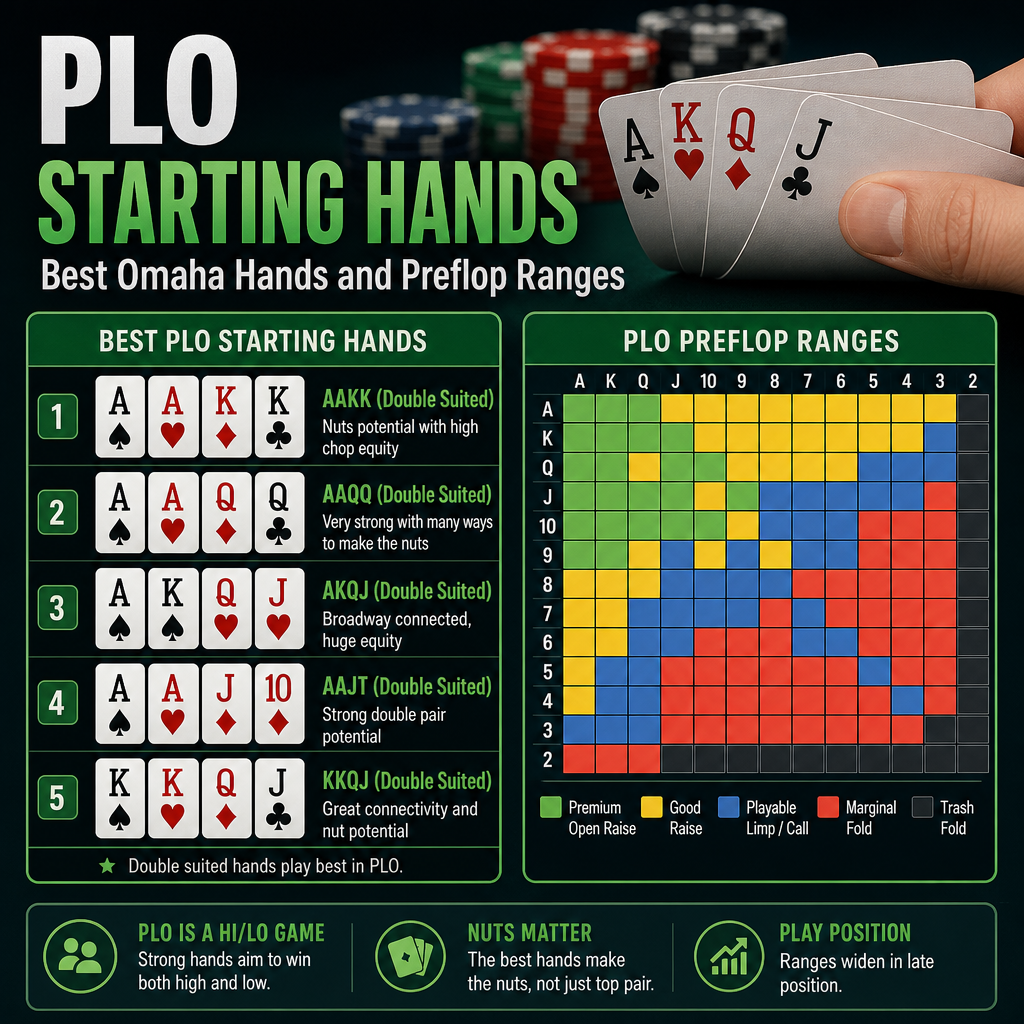 Chart of PLO starting hands and preflop ranges for Omaha poker strategy